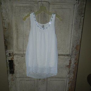 Kische Ivory Flowy Sequin Tank Top Size Large (B-1)